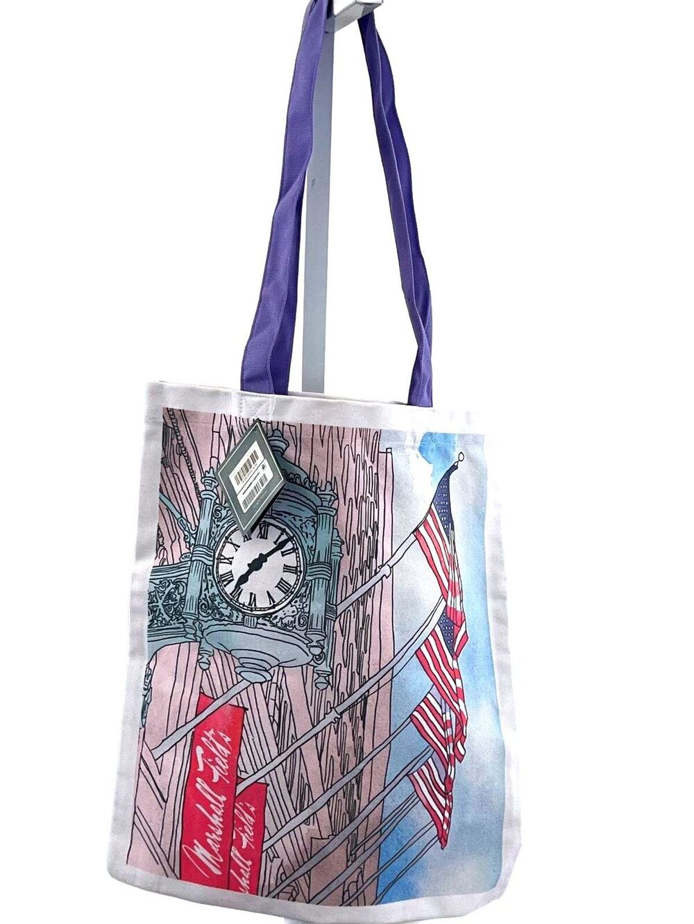 Marshall fields State Street Watercolor Canvas reusable shopping Tote bag new